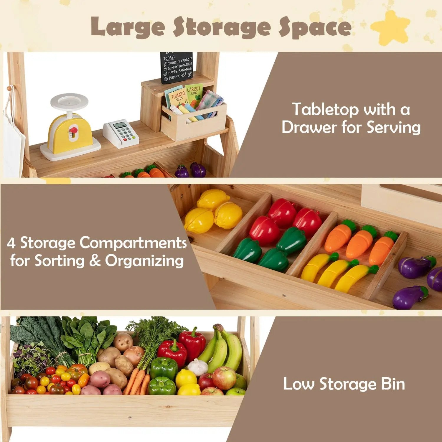 2-in-1 Wooden Mud Kitchen & Market Stand with Planter Box by DirectDeals