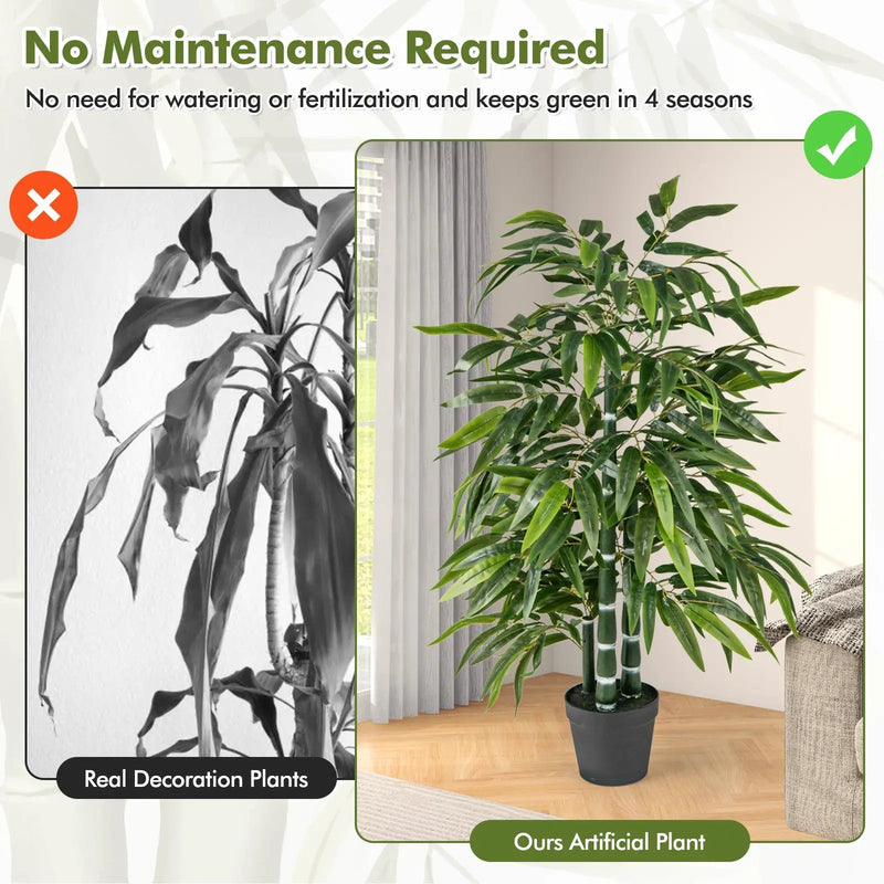 2 Pack Fake Bamboo Leave Tree with 3 PE Bamboo Trunk-Green by DirectDeals