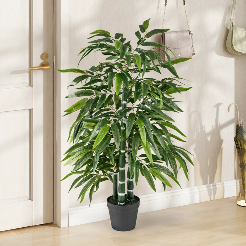 2 Pack Fake Bamboo Leave Tree with 3 PE Bamboo Trunk-Green by DirectDeals