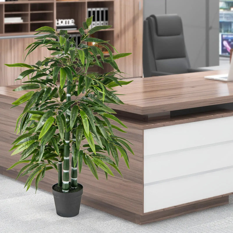 2 Pack Fake Bamboo Leave Tree with 3 PE Bamboo Trunk-Green by DirectDeals