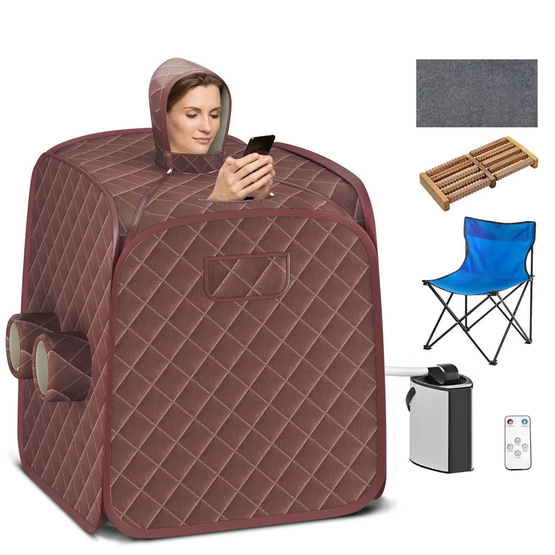800W 2 Person Portable Steam Sauna Tent SPA with Hat Side Holes 3L Steamer by DirectDeals