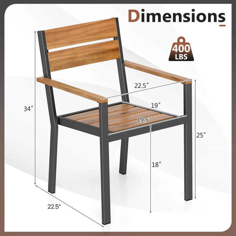 Acacia Wood Patio Dining Chairs Set of 2 with Armrests by DirectDeals