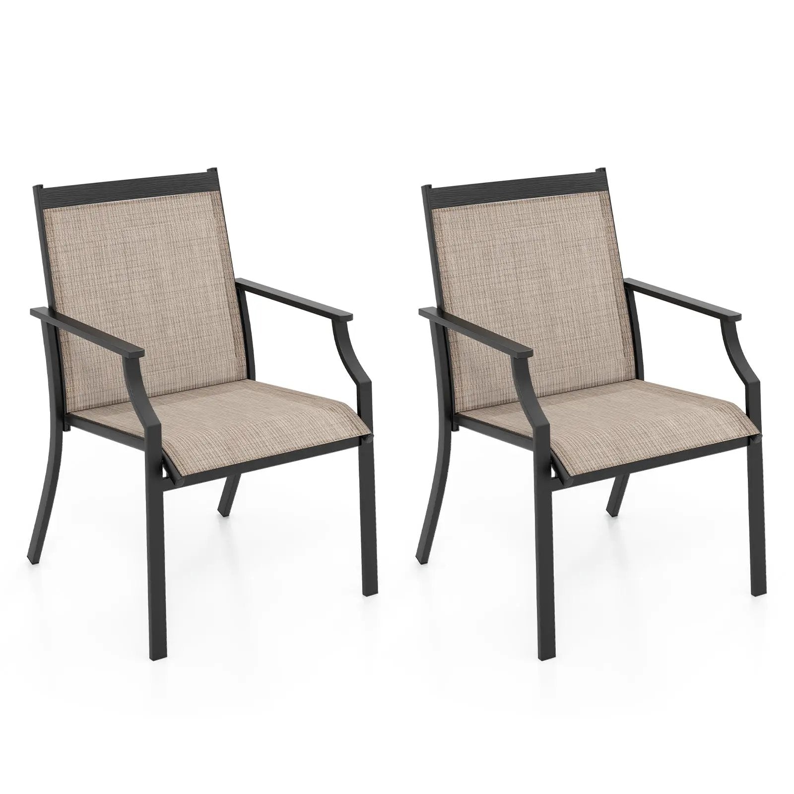 2 Piece Patio Dining Chairs Large Outdoor Chairs with Breathable Seat and Metal Frame by DirectDeals