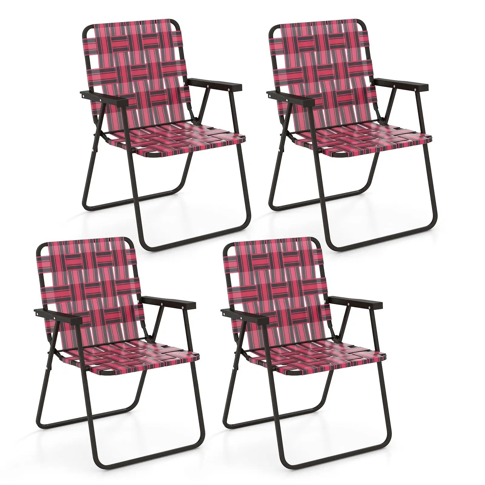 4 Pieces Folding Beach Chair Camping Lawn Webbing Chair by DirectDeals