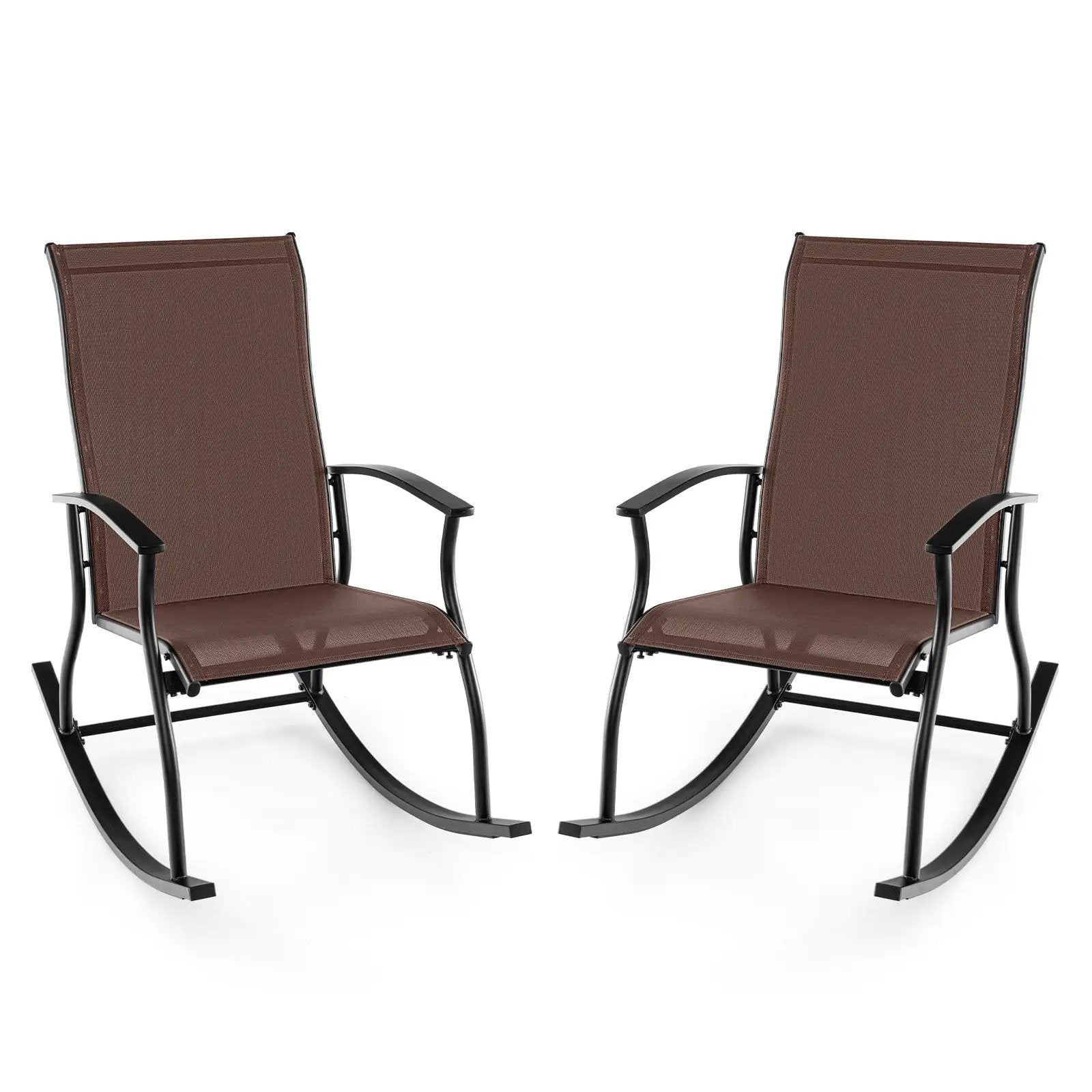 2 Pieces Outdoor Rocking Chairs with Breathable Backrest by DirectDeals