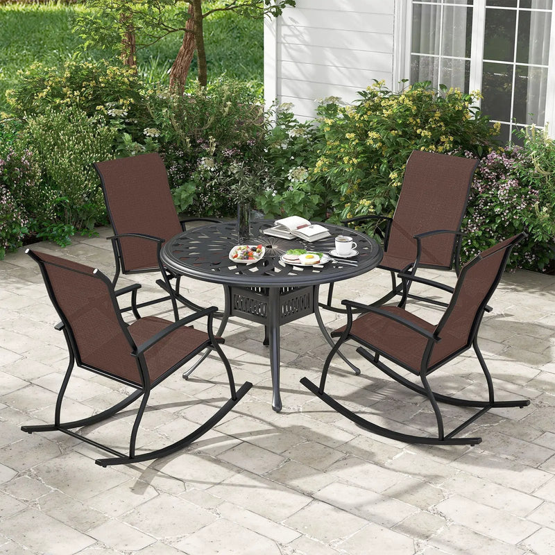 2 Pieces Outdoor Rocking Chairs with Breathable Backrest by DirectDeals