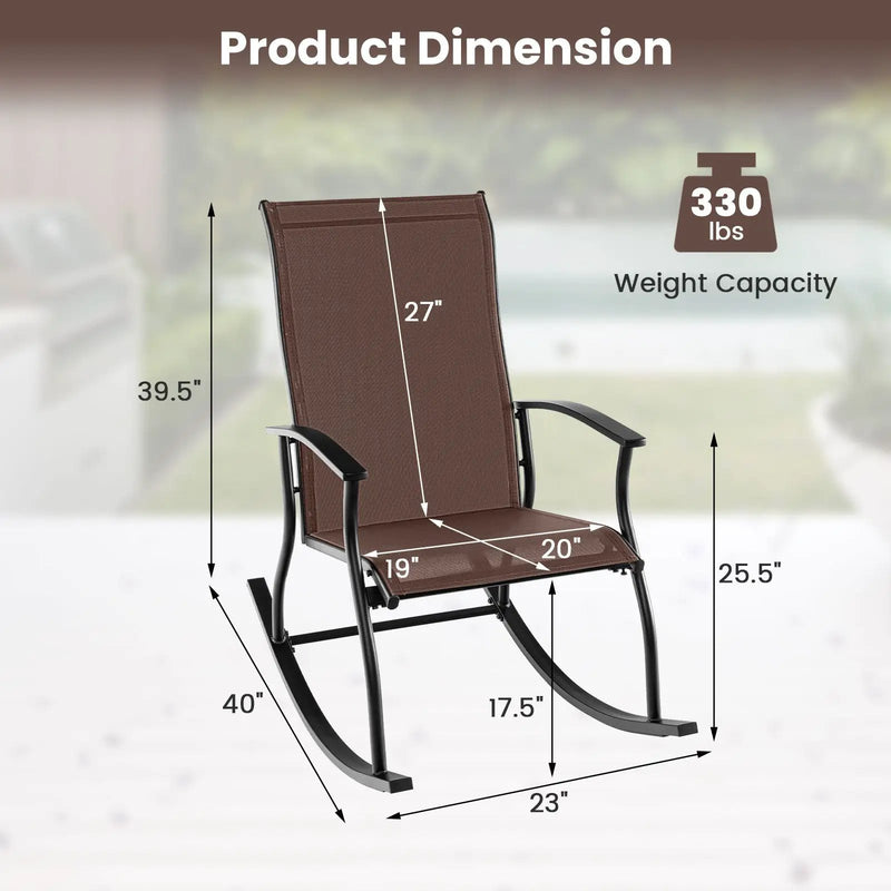2 Pieces Outdoor Rocking Chairs with Breathable Backrest by DirectDeals