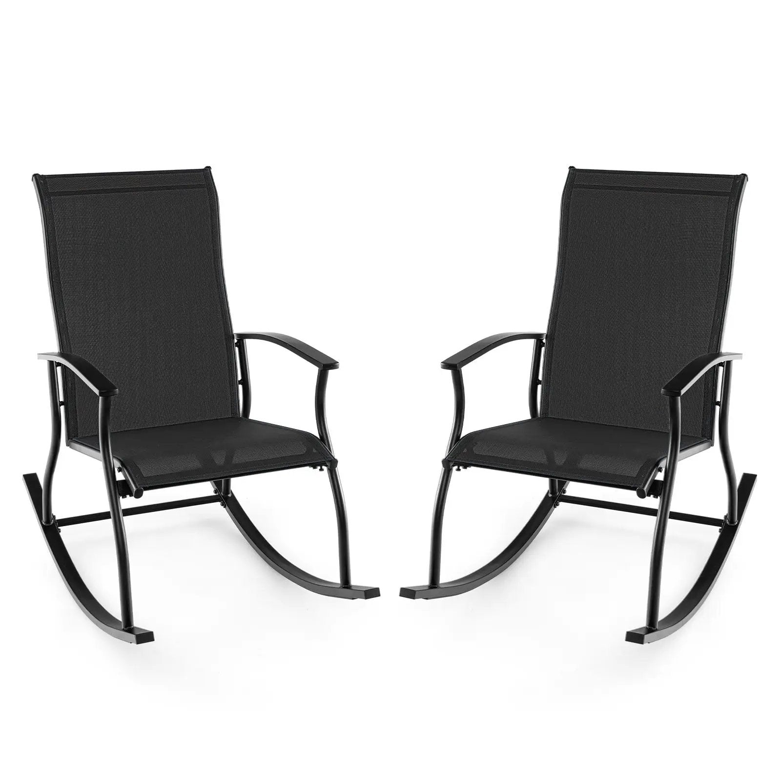 2 Pieces Outdoor Rocking Chairs with Breathable Backrest by DirectDeals