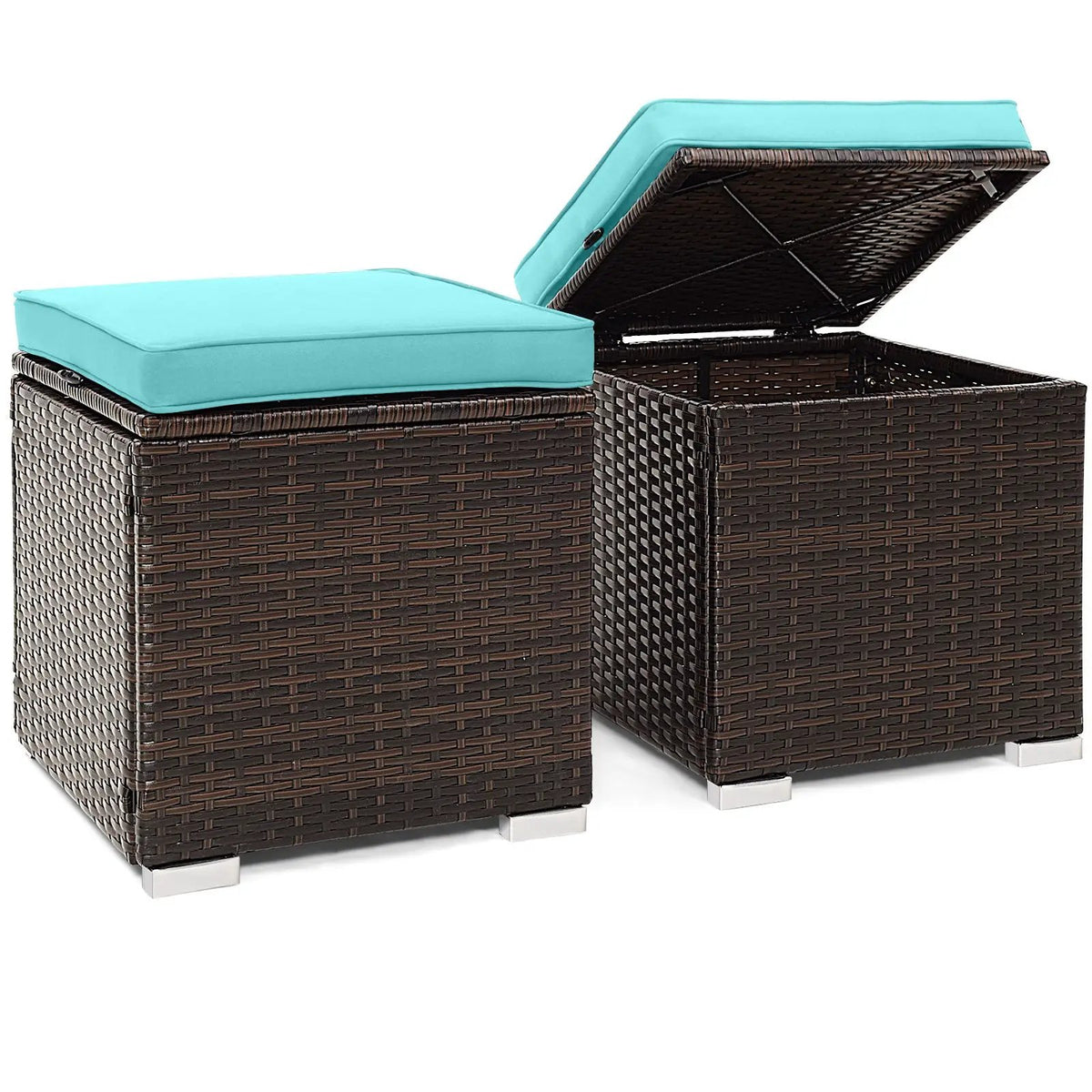 2 Pieces Patio Ottoman with Hidden Storage Space-Mix Grey, photo 7 of 24