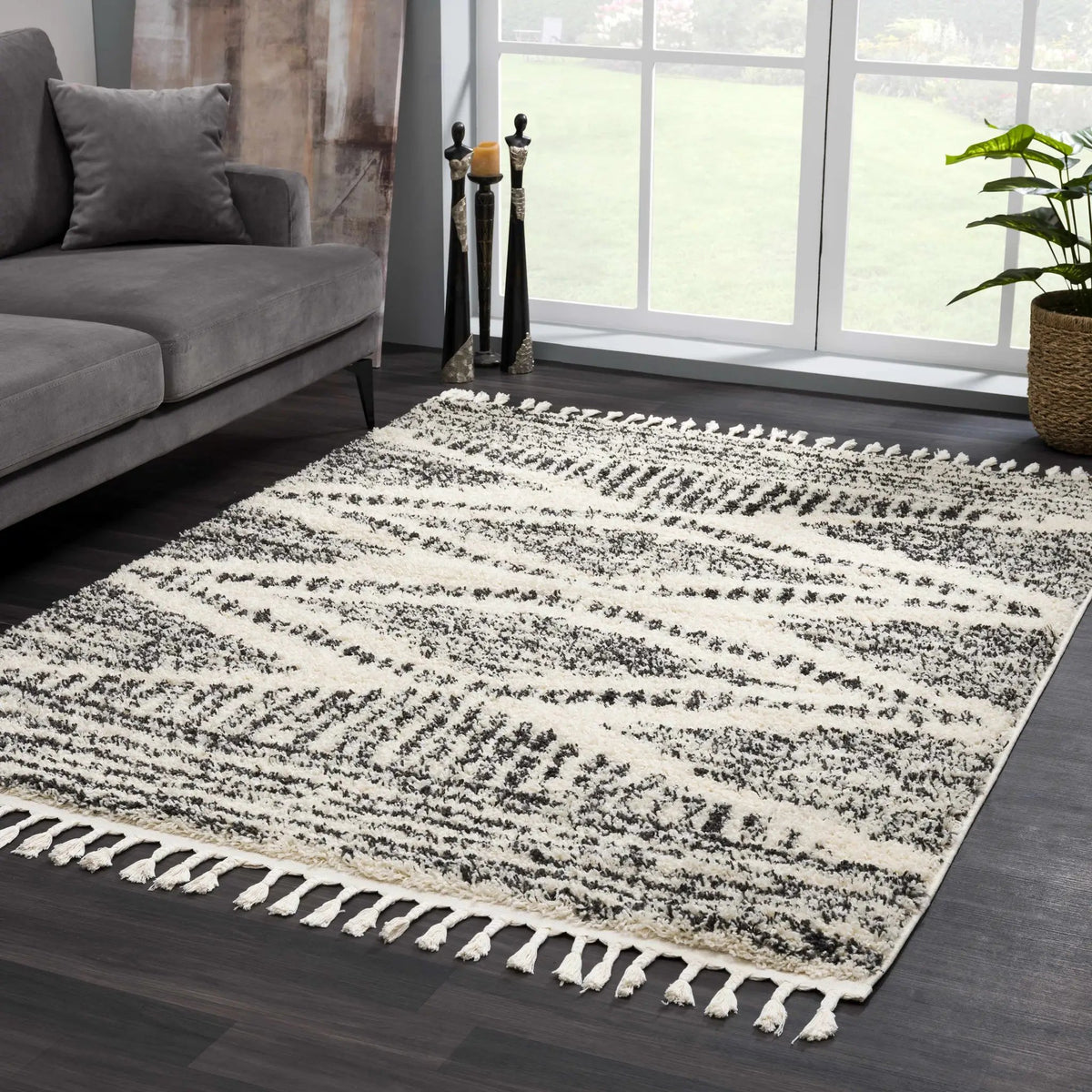 Fishhook Berber Shag Rug, installed in a room