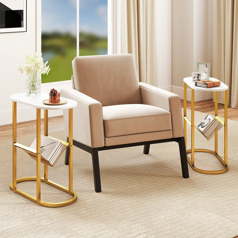 2-tier Oval Narrow Bedside End Table by DirectDeals