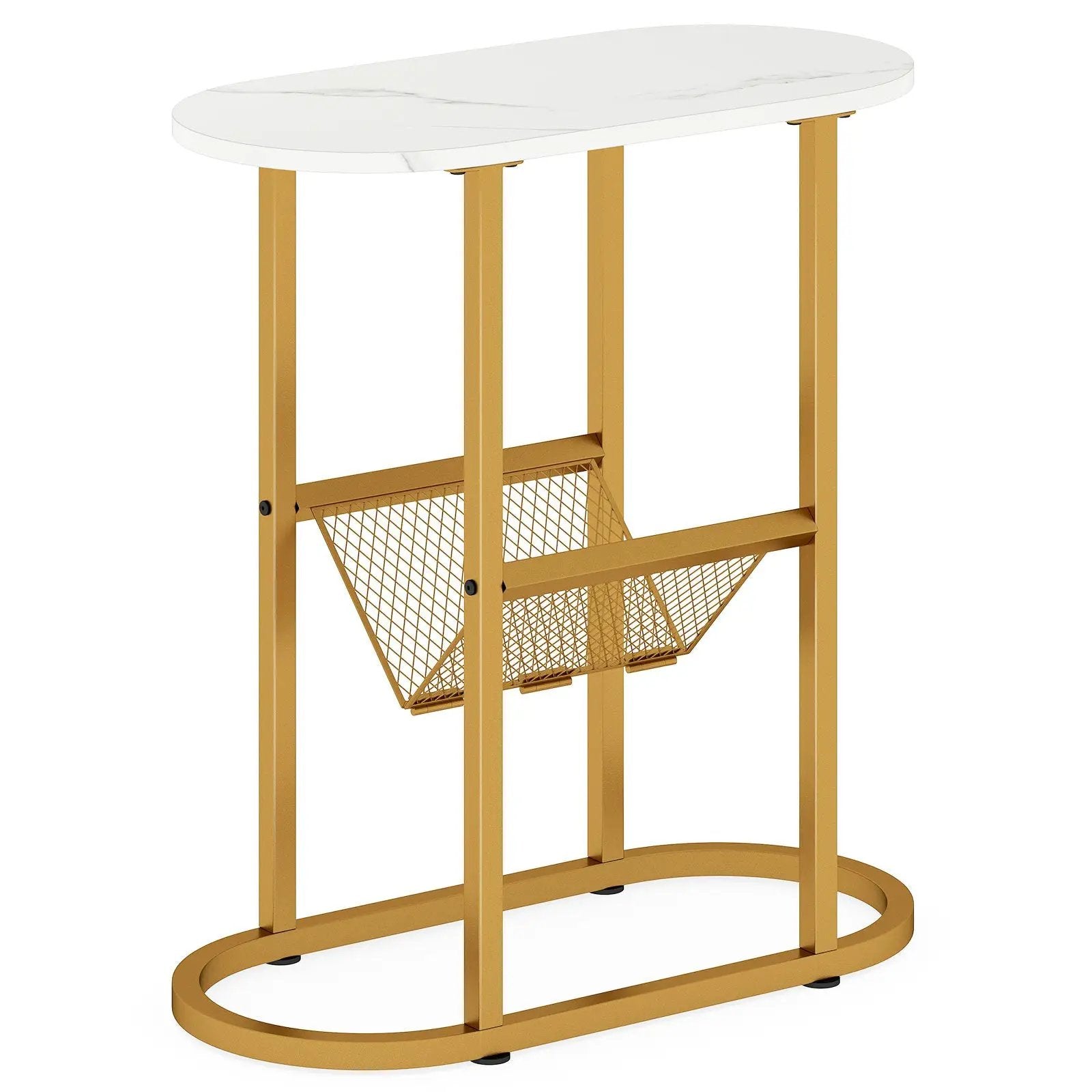 2-tier Oval Narrow Bedside End Table by DirectDeals