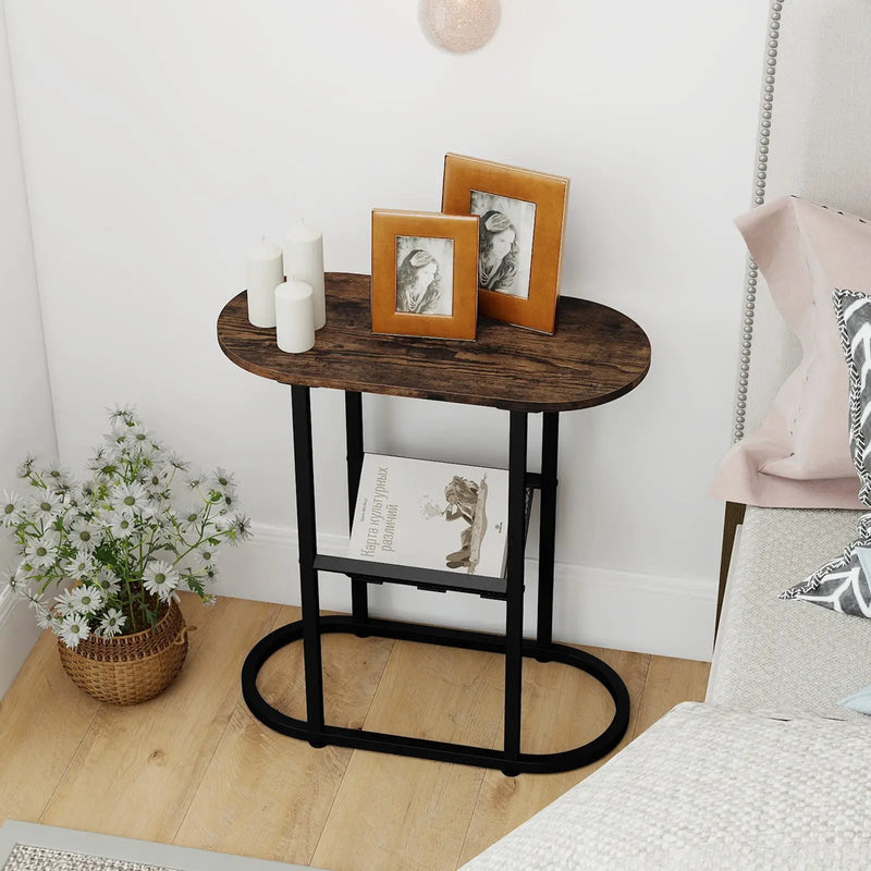 2-tier Oval Narrow Bedside End Table by DirectDeals