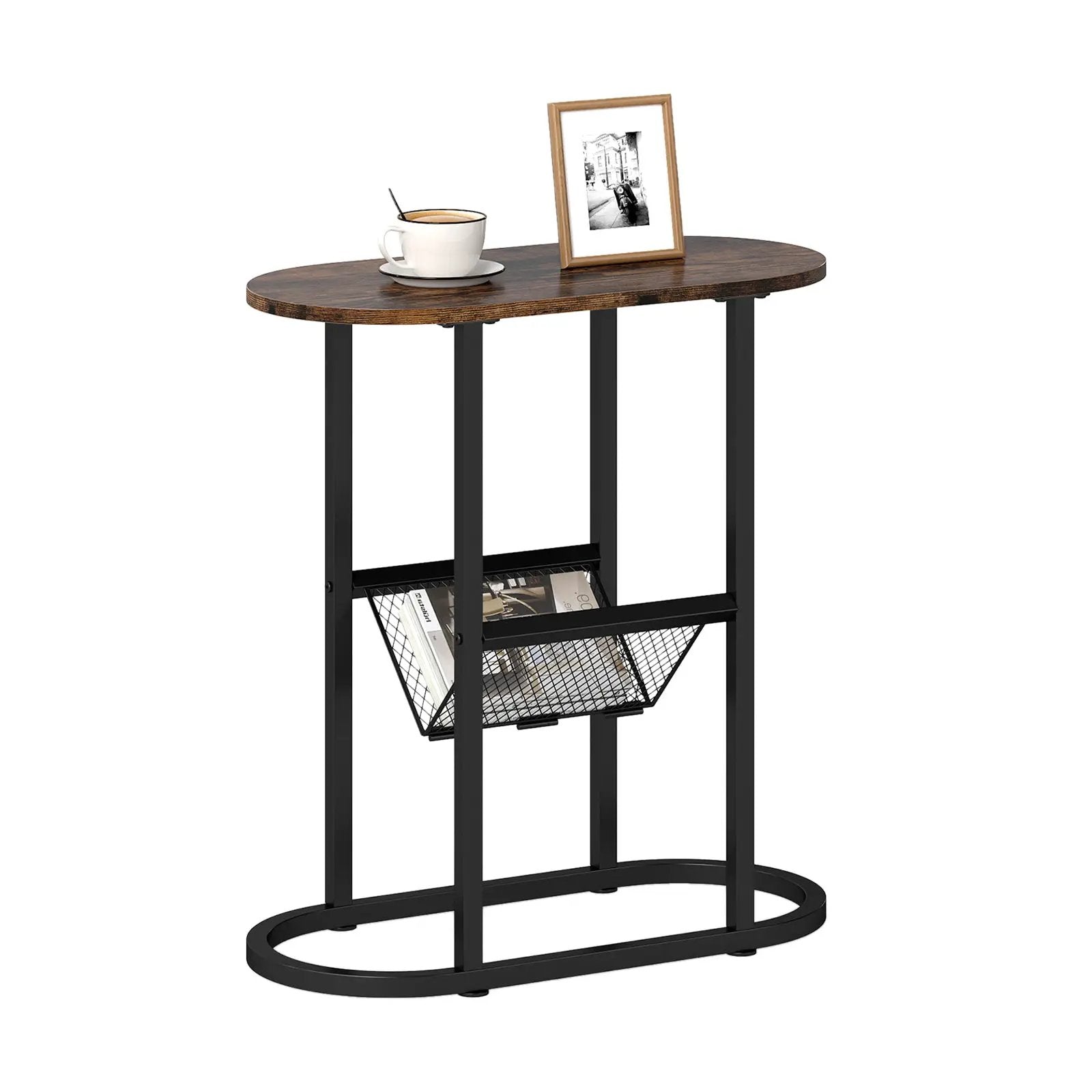 2-tier Oval Narrow Bedside End Table by DirectDeals