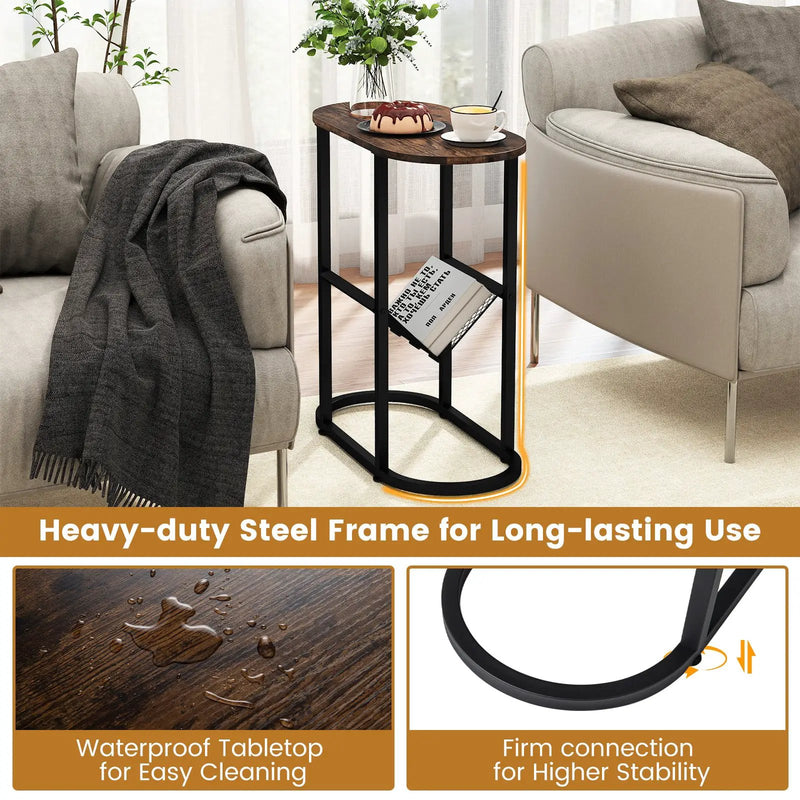 2-tier Oval Narrow Bedside End Table by DirectDeals