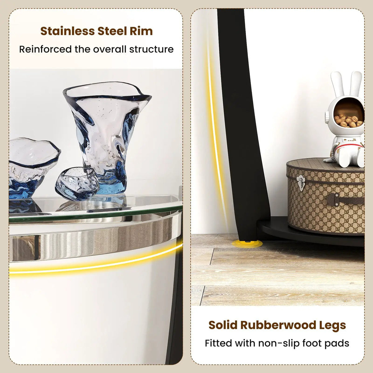 2-tier Tempered Glass Console Table with Clear Glass Top and Open Shelf by DirectDeals