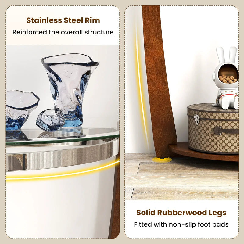 2-tier Tempered Glass Console Table with Clear Glass Top and Open Shelf by DirectDeals
