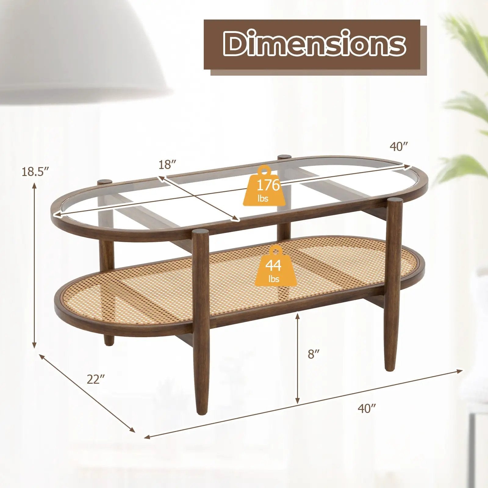 2-Tier Coffee Table with Tempered Glass Tabletop and Acacia Wood Frame by DirectDeals