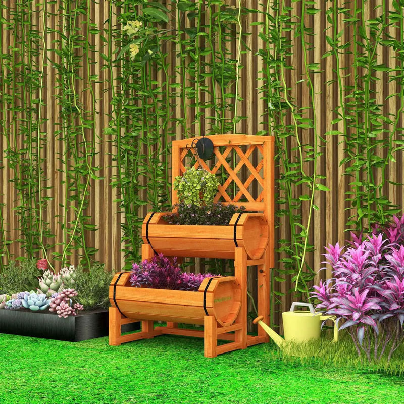 2-Tier Raised Garden Bed with Trellis and Planter Boxes by DirectDeals