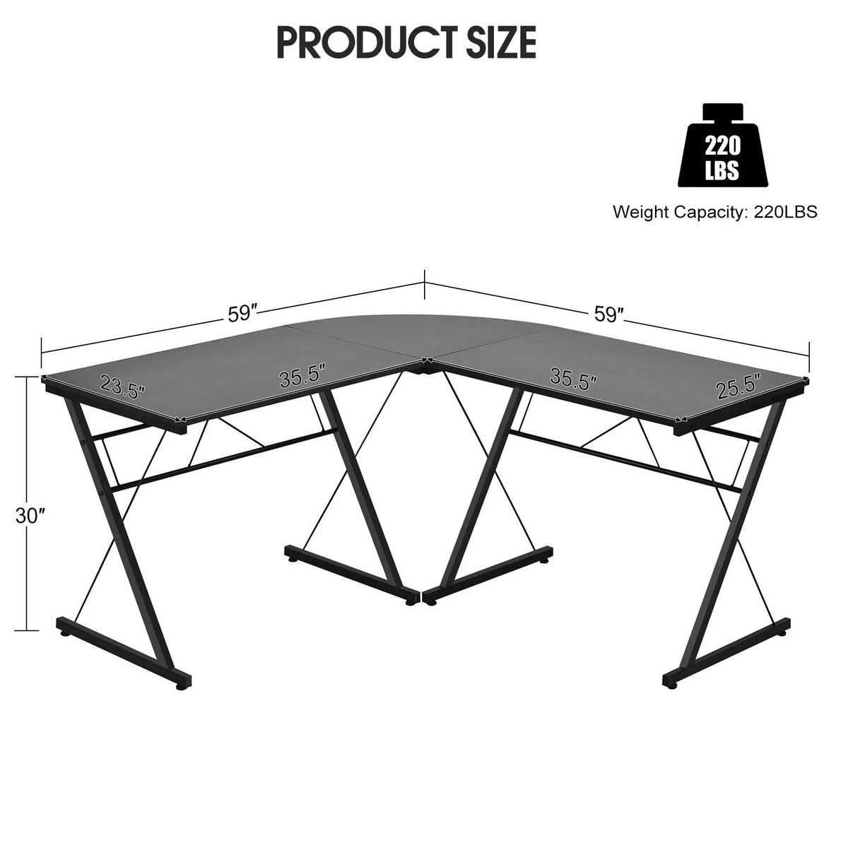 59 Inches L-Shaped Corner Desk Computer Table for Home Office Study Workstation, photo 4 of 9