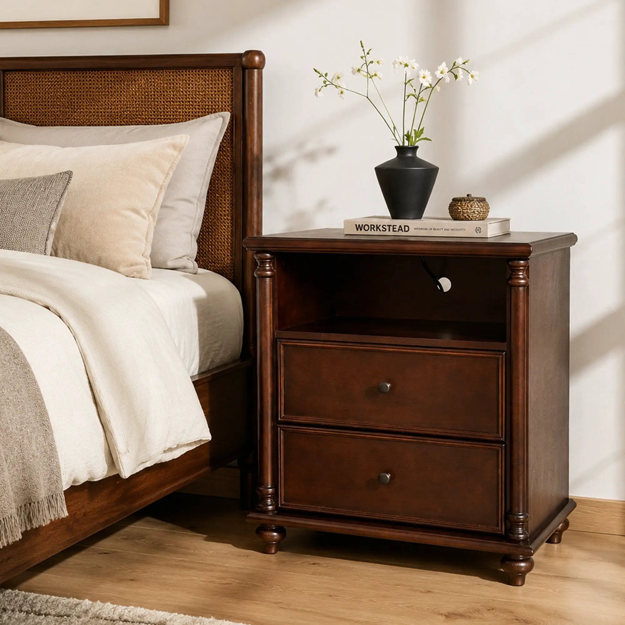 28" Nightstand with Charging Station, Rustic by HouseOfZazla