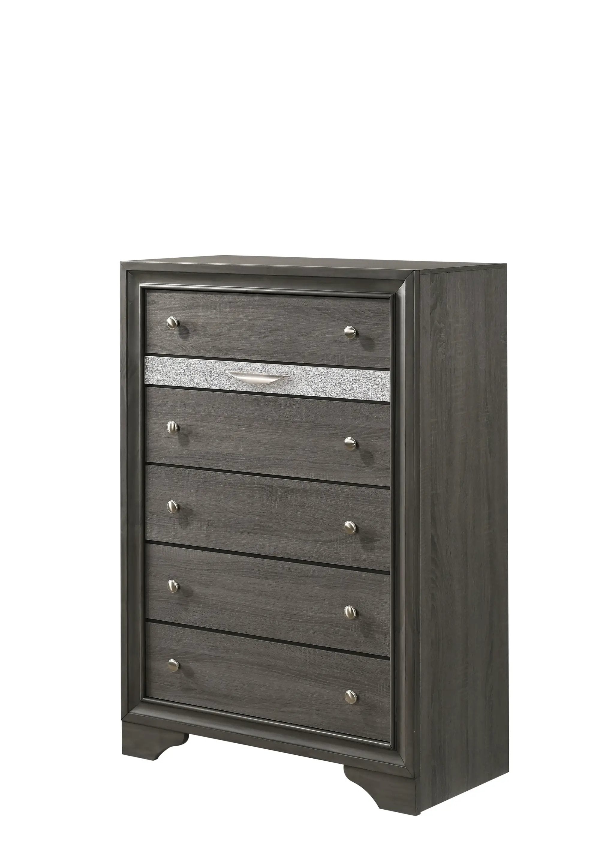 Traditional Queen 5 Piece Storage Bedroom Set in Gray Wood by HouseOfZazla