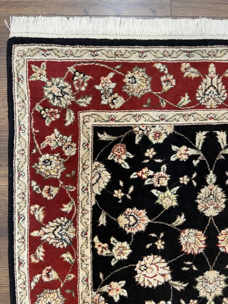 Pak Persian Rug 3x5, Black and Red, Floral Allover, Vintage Hand Knotted Wool Oriental Carpet, Pakistani Rug, Small Handmade Area Rug 3 x 5 by Jewel Rugs