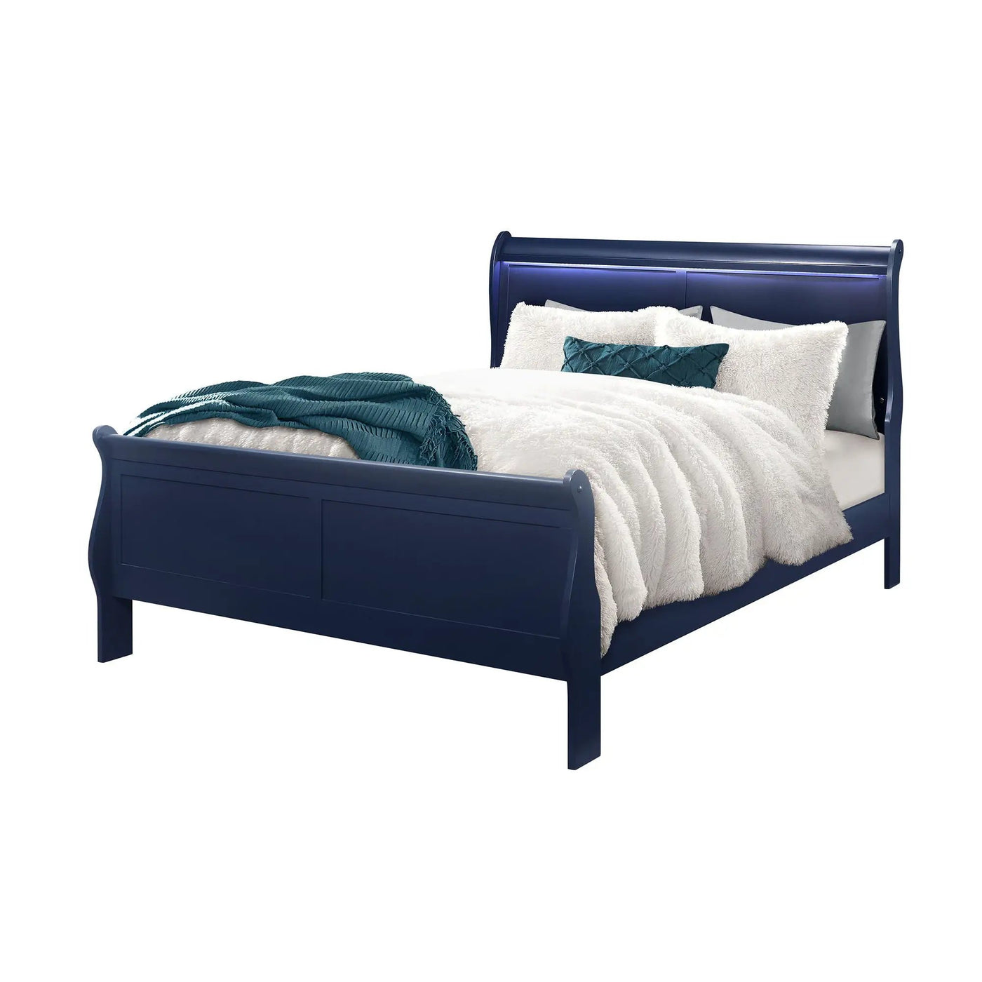 Charlston - Modern Sleigh Design Bed With LED by HouseOfZazla