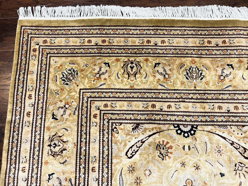 Pak Persian Rug 8x10, Wool Hand Knotted Vintage Carpet, Safavieh Rug, Gold Tan, 270 KPSI by Jewel Rugs