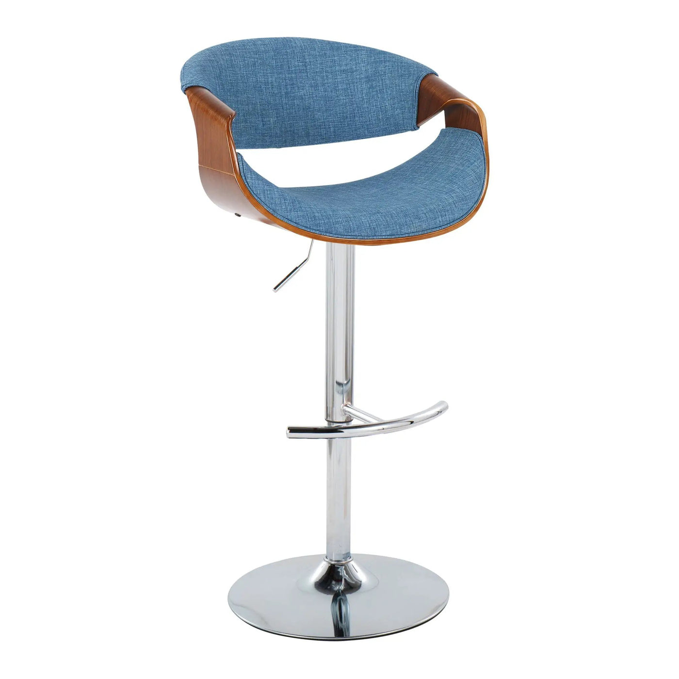 Curvo - Mid Century Modern Adjustable Barstool With Swivel With Rounded T Footrest (Set of 2) by HouseOfZazla
