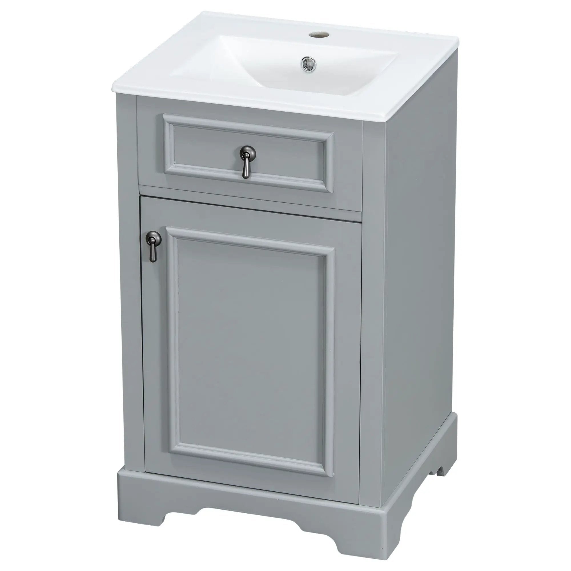 Elegant Bathroom Vanity With Ceramic Sink, Soft Close Door, Adjustable Shelf by HouseOfZazla