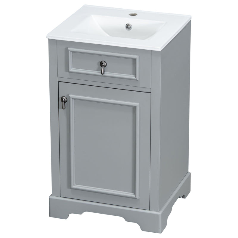 Elegant Bathroom Vanity With Ceramic Sink, Soft Close Door, Adjustable Shelf by HouseOfZazla