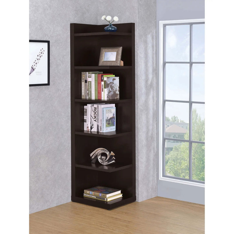 6 Tier Corner Bookcase - Cappuccino by HouseOfZazla
