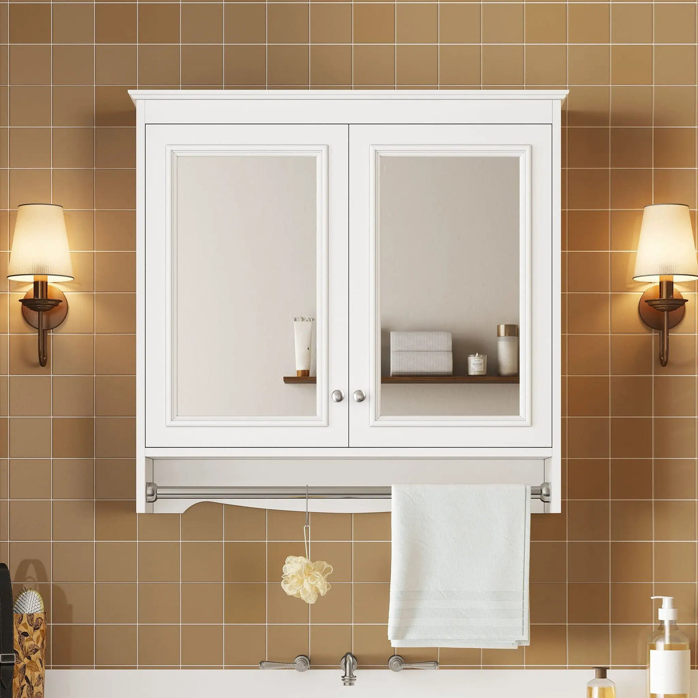 Modern Wall-Mounted Mirror Cabinet With Adjustable Shelves, Soft-Close Doors, High-Definition Mirror by Unique Piece Furniture