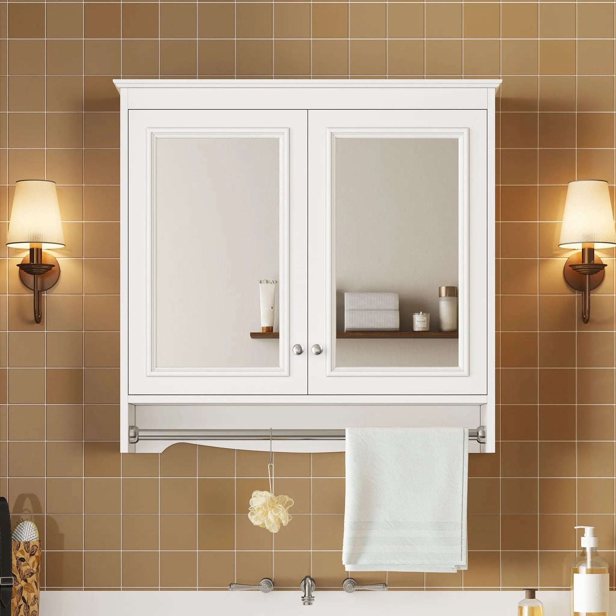 Modern Wall-Mounted Mirror Cabinet With Adjustable Shelves, Soft-Close Doors, High-Definition Mirror by Unique Piece Furniture