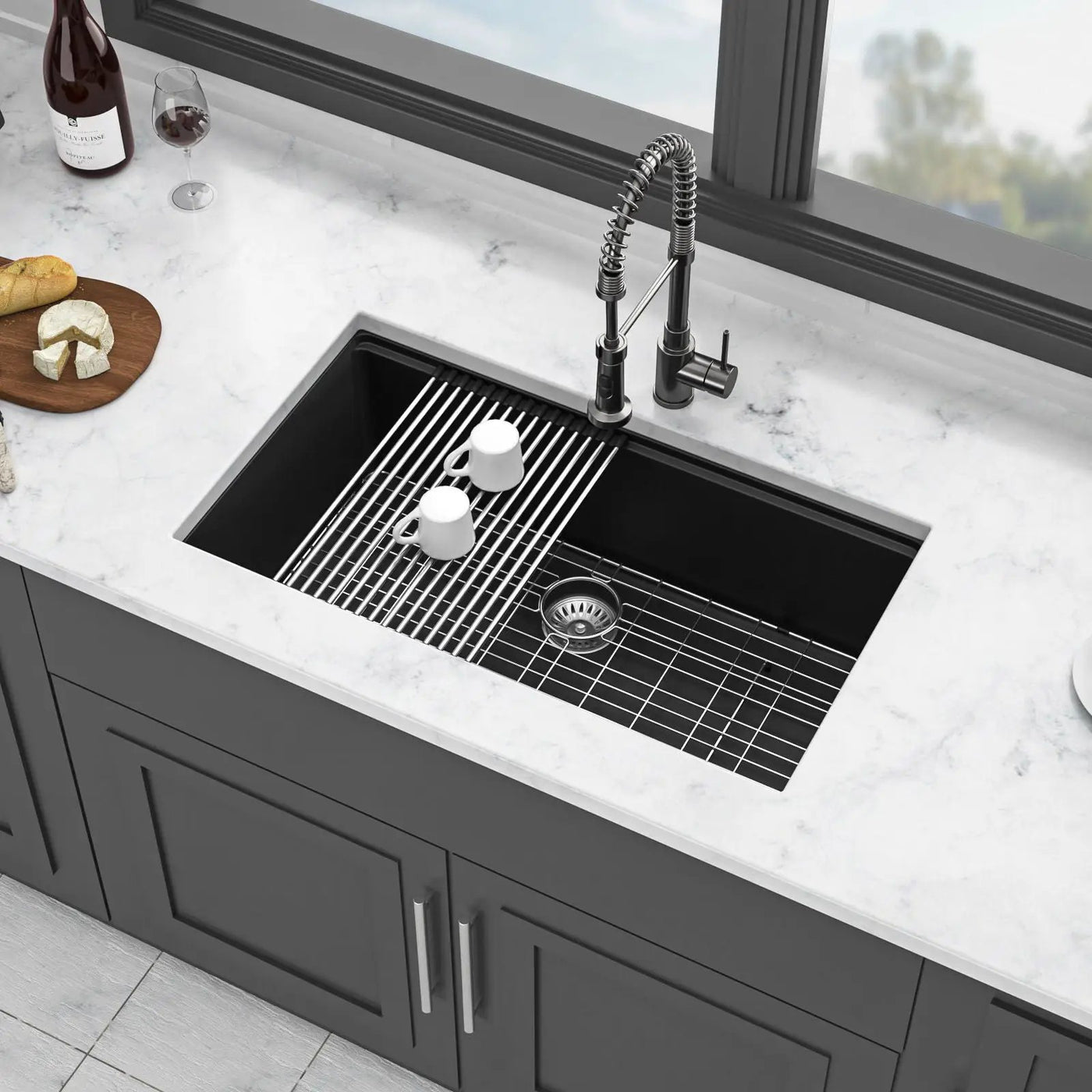 Quartz Kitchen Sink, Granite Composite Workstation Undermount by HouseOfZazla