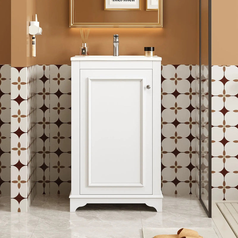 Bathroom Vanity With Sink, Freestanding Single Cabinet Set, Soft Close Door, Adjustable Shelf by Unique Piece Furniture