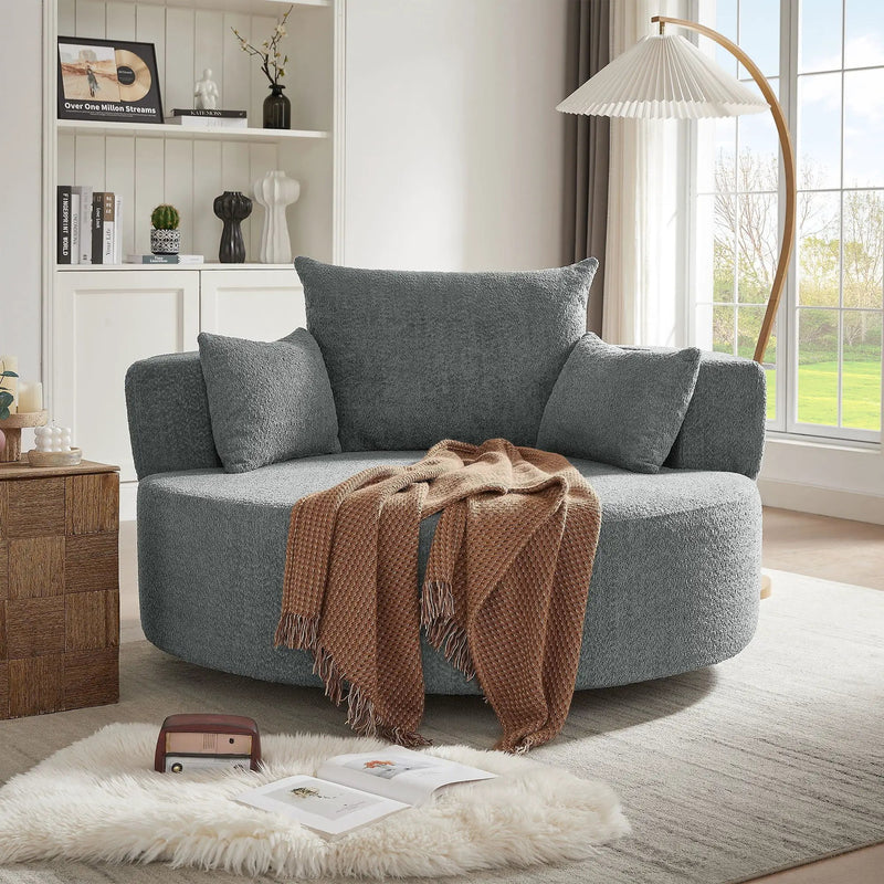 360° Swivel Accent Barrel Chair With 3 Removable Pillows For Living Room by HouseOfZazla