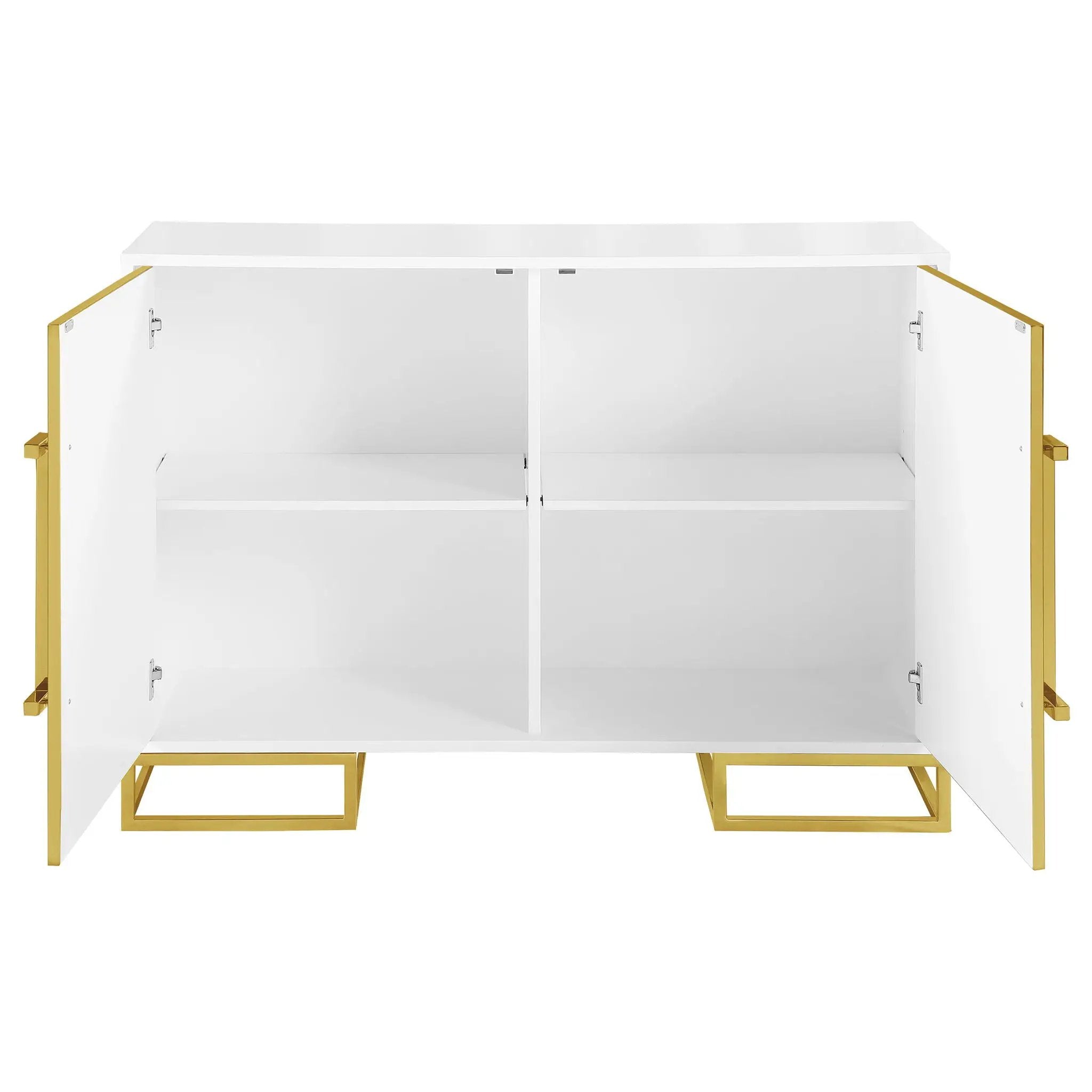 Elsa 2-door Wood Storage Accent Cabinet White and Gold by Unique Piece Furniture