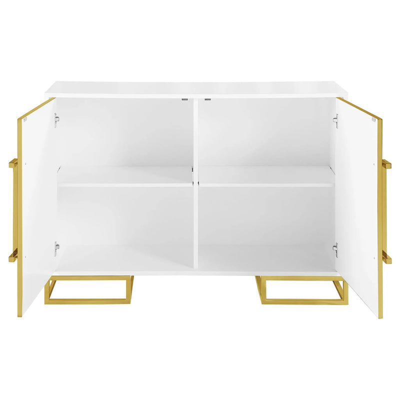 Elsa 2-door Wood Storage Accent Cabinet White and Gold by Unique Piece Furniture