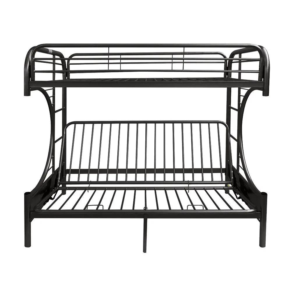 Eclipse - Twin Long Queen Futon Bunk Bed - Black by HouseOfZazla