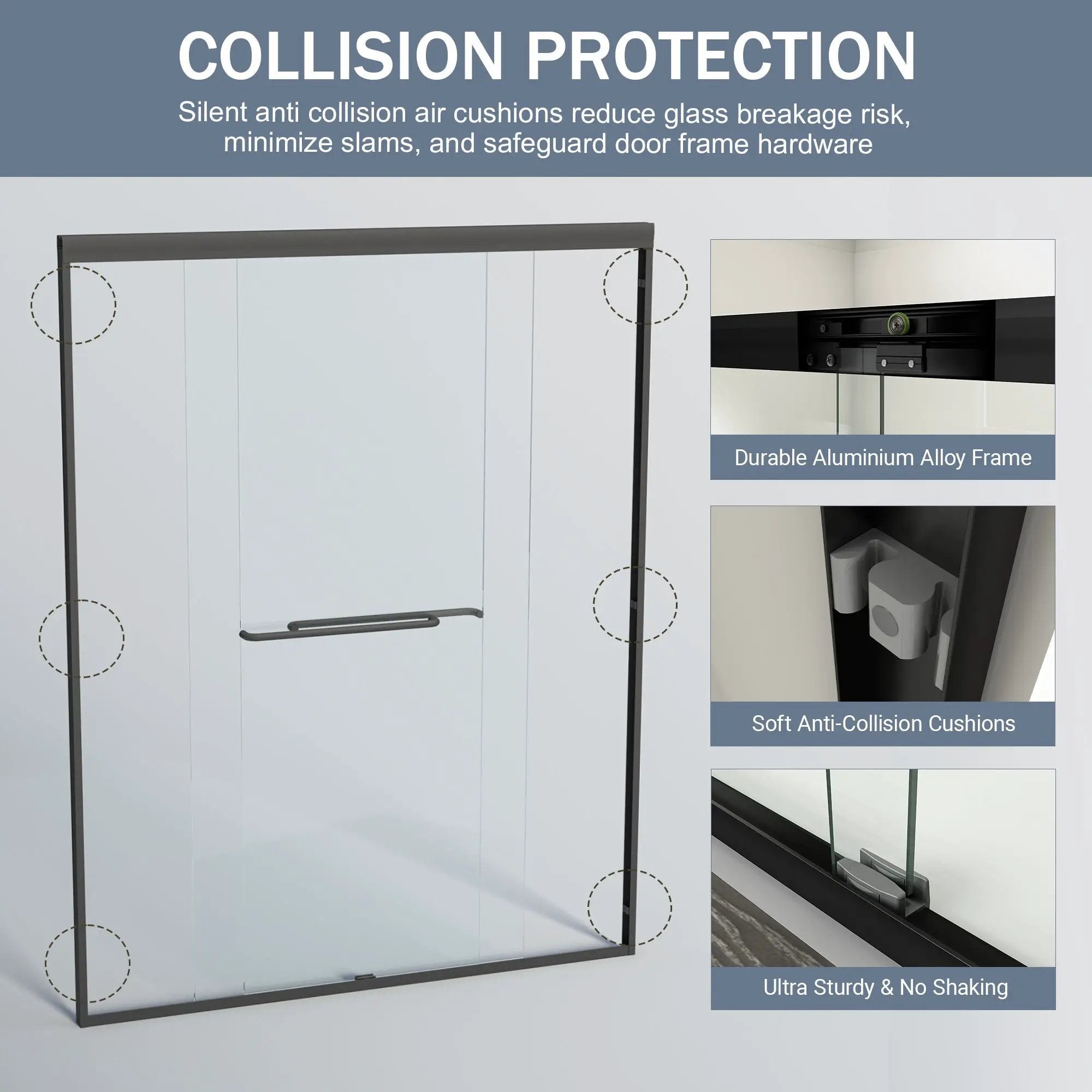 56-60 in. W x 72 in. H Double Sliding Shower Door, Semi-Frameless by HouseOfZazla