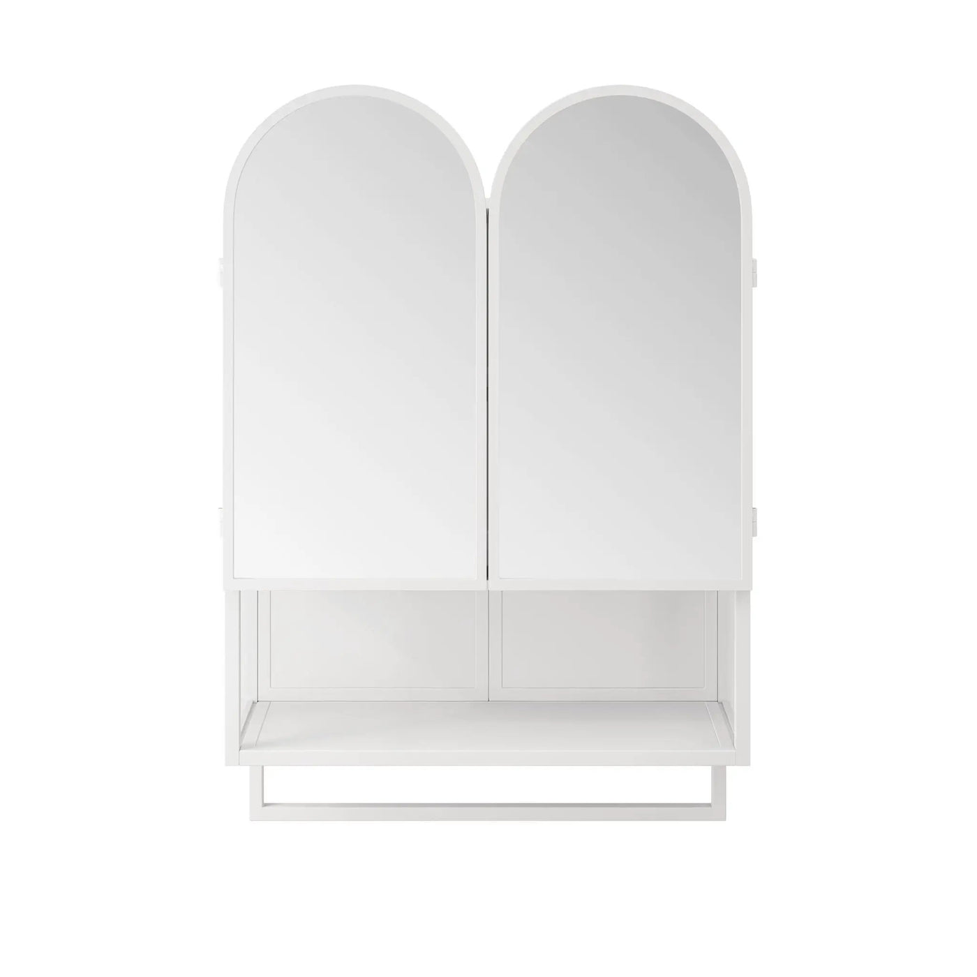 Double Arched Mirror Wall Cabinet With 2 Doors, Featuring Adjustable Shelves And Towel Rack by HouseOfZazla