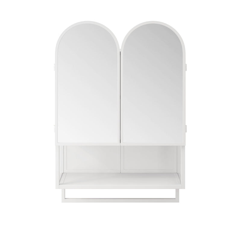 Double Arched Mirror Wall Cabinet With 2 Doors, Featuring Adjustable Shelves And Towel Rack by HouseOfZazla