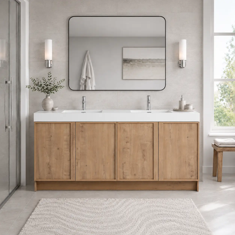 72" Freestanding Bathroom Vanity With Dual Resin Sink by HouseOfZazla