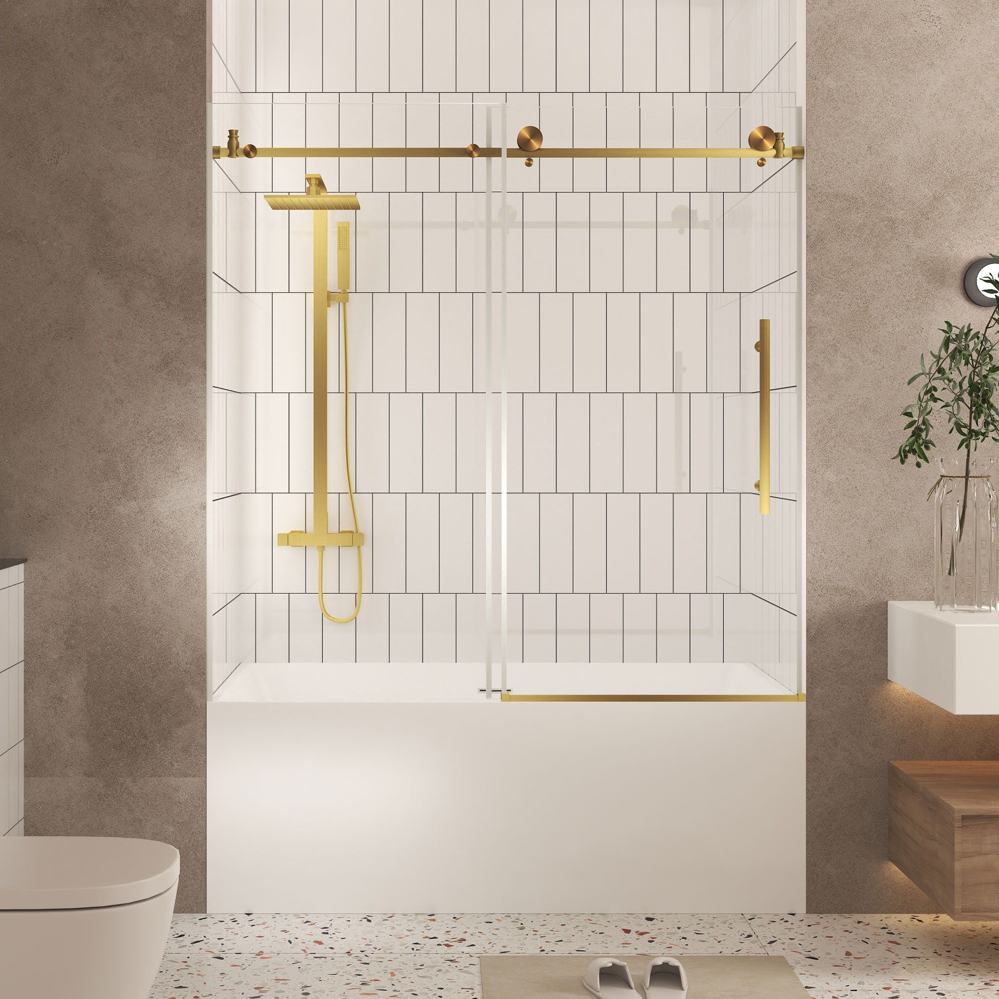 Frameless Shower Door, Smooth Sliding Tracks by HouseOfZazla