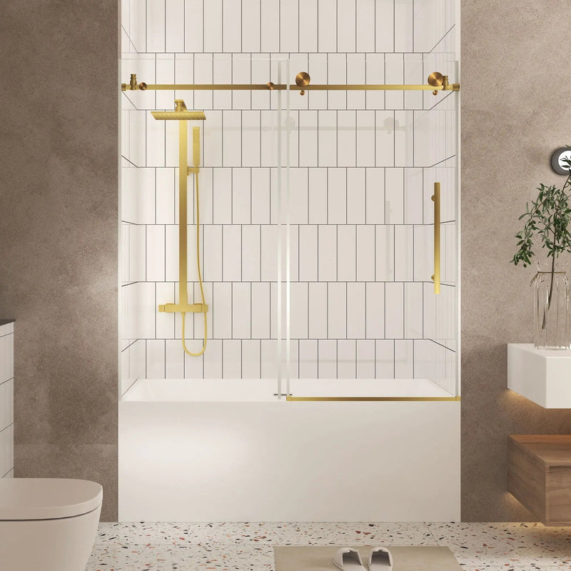 Frameless Shower Door, Smooth Sliding Tracks by HouseOfZazla