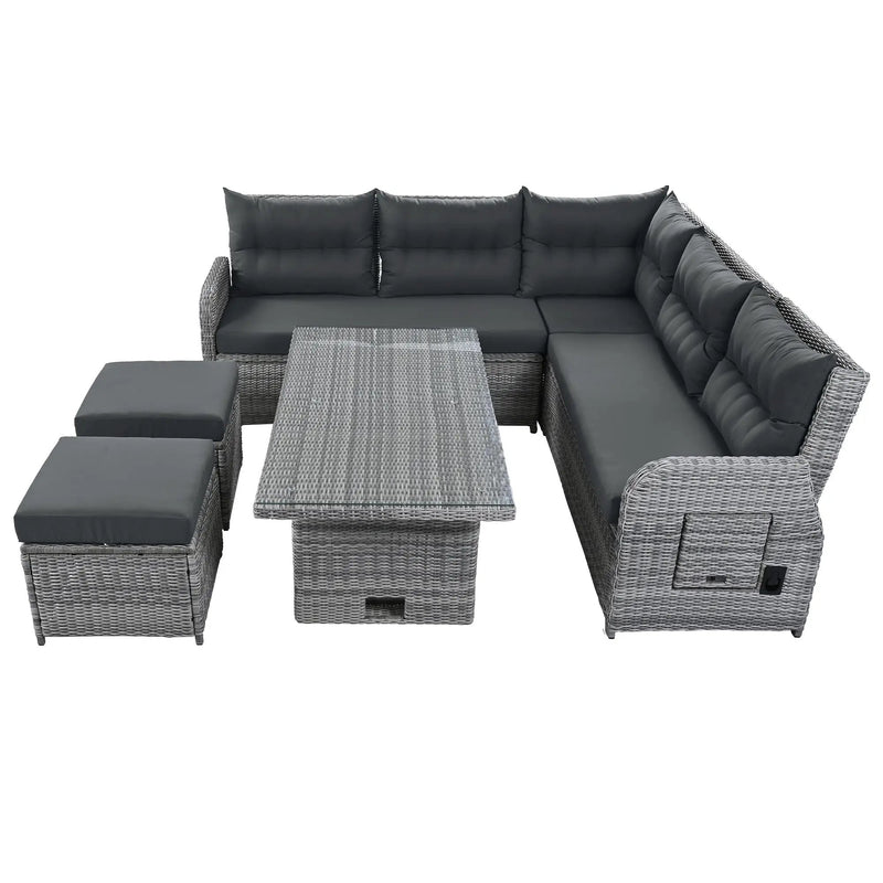 Outdoor Furniture Set Patio Rattan with Recliners and Tables by HouseOfZazla
