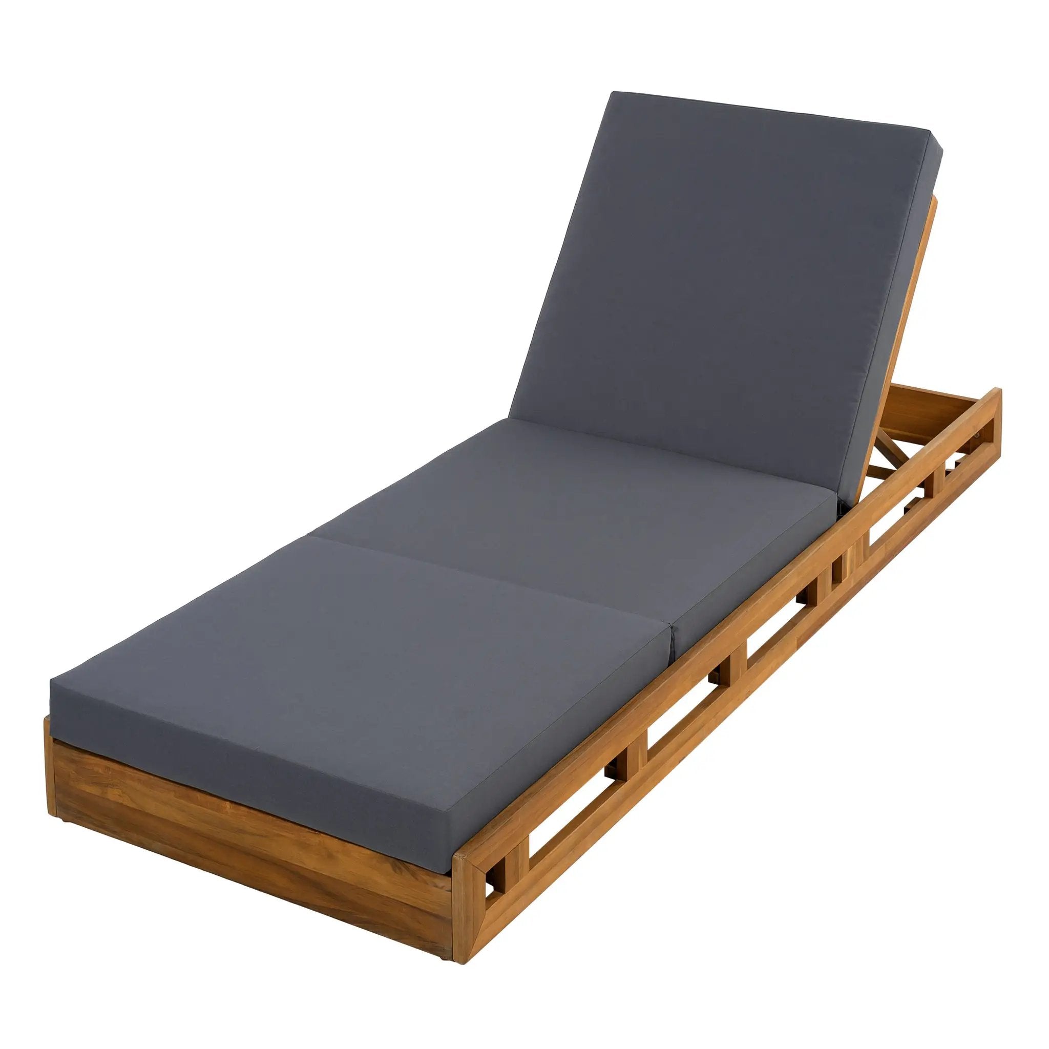 Lounge Chaise Set, Acacia Solid Wood with Lounge Cushion by HouseOfZazla