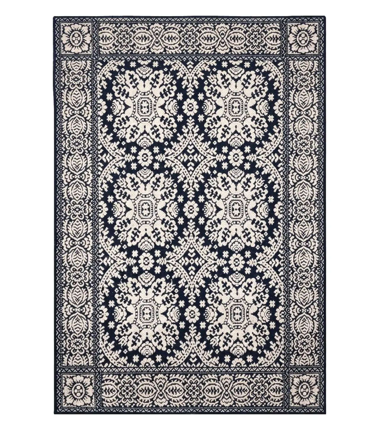 4x6 Power-Loomed Rug Dark Navy Blue & Ivory Oriental Carpet Nice by Jewel Rugs